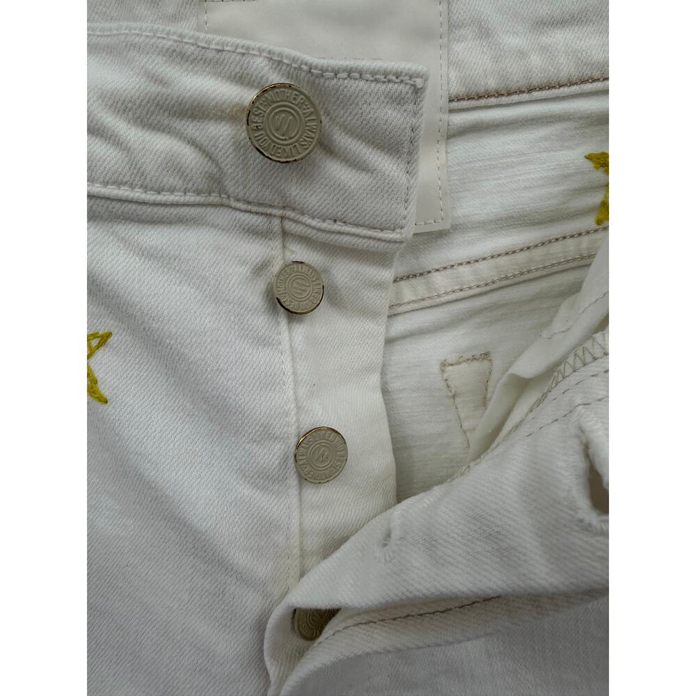 Mother Cream Tomcat Kick Fray Embroidered Star Denim Shorts High Rise Size 27 - Picture 5 of 15
